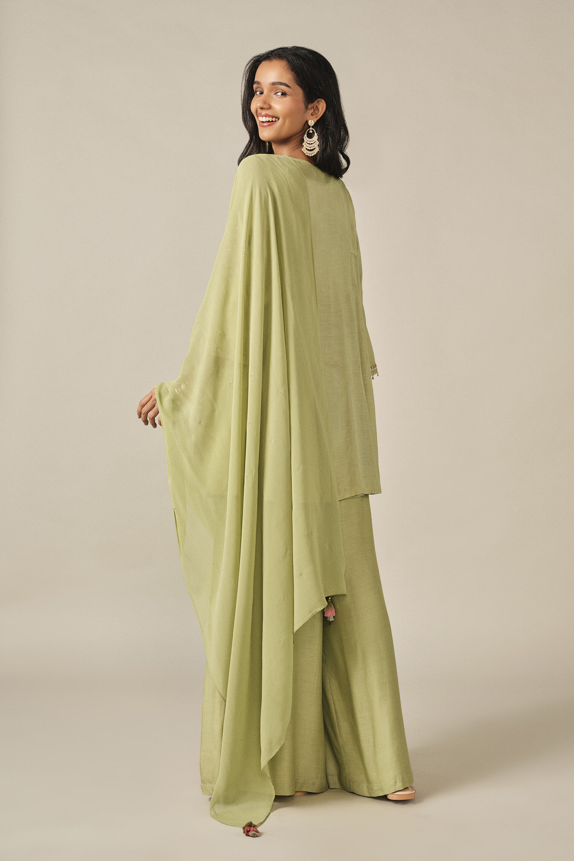 A-line Kurta Set in Sage, Sage Green, image 6
